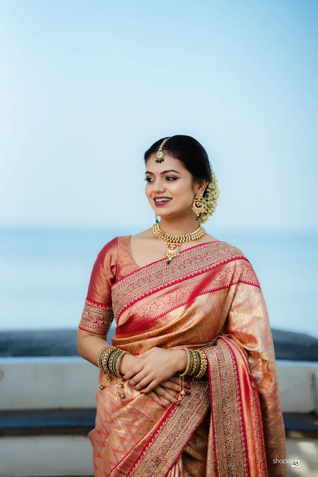 Woman in a festive saree