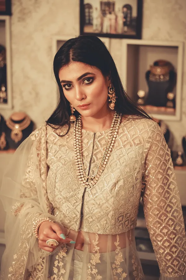 Gold Shimmer Lehenga with Sequins