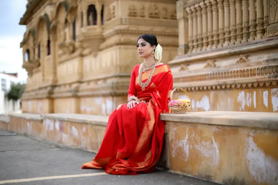 Ruby Red Handloom Saree
